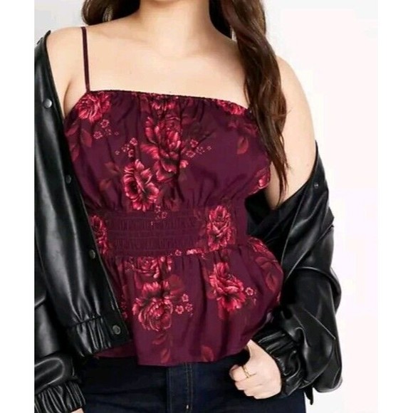 NWT Women's Old Navy Fitted Floral Cami Top Size S (4-6) Blouse Black/Red - Picture 6 of 8